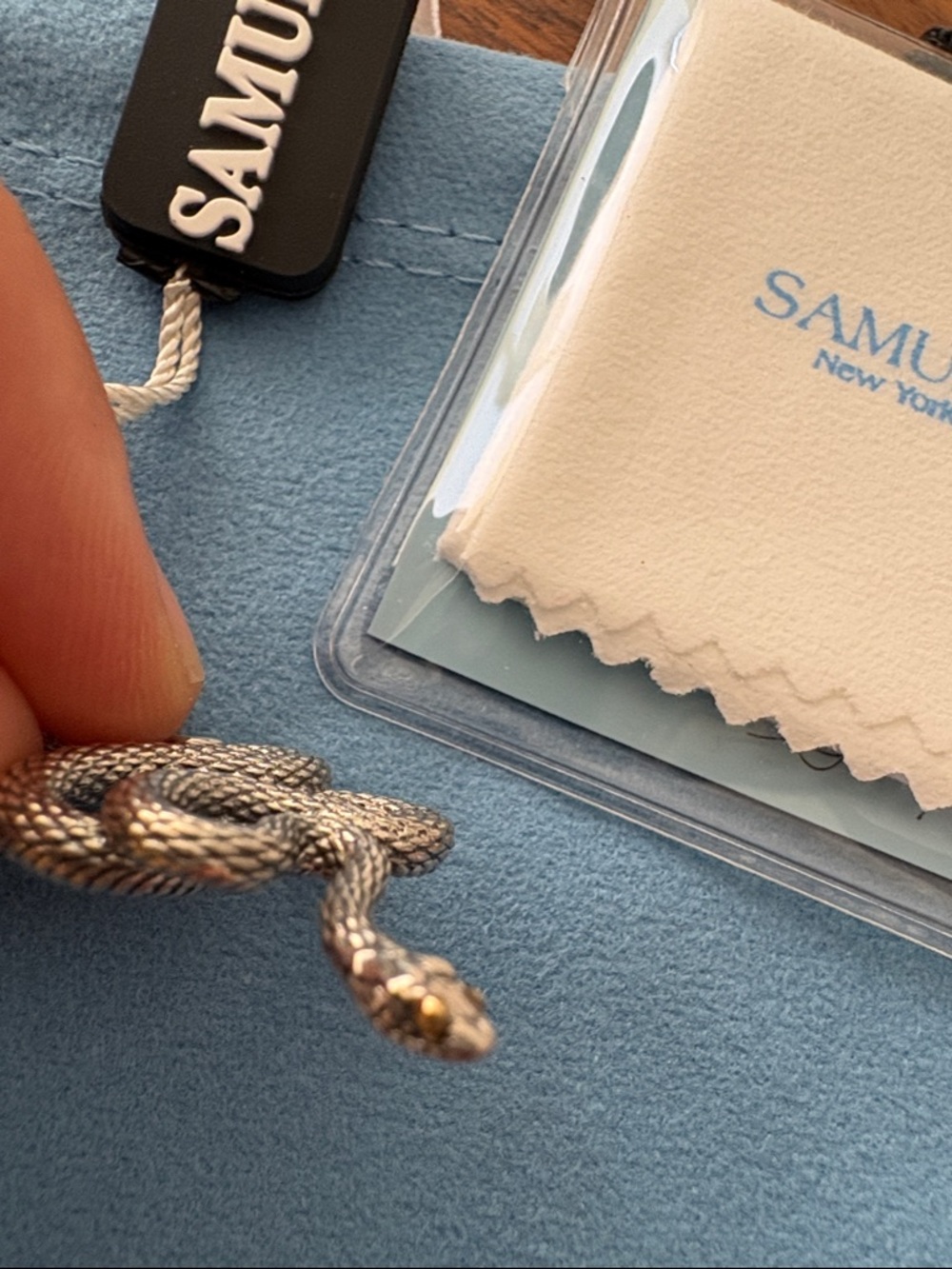 Samuel B Snake Pendant Sterling Silver 18K Gold | Bali Designer Jewelry - Picture 5 of 5